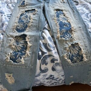 Free People We The Free Distressed Patchwork Jeans Size 25